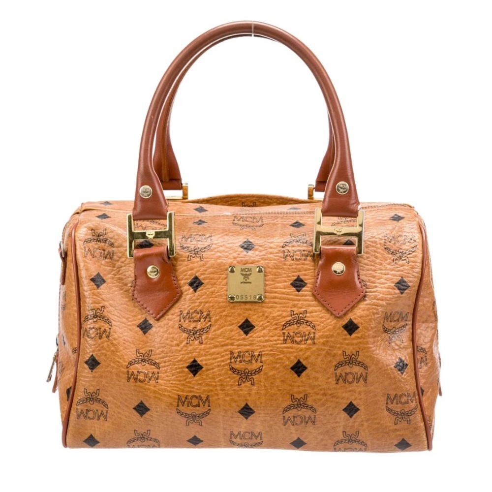 💎AUTHENTIC💎 MCM Cognac Visetos Boston Bag with matching small coin pouch